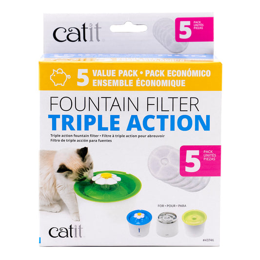Catit Triple Action Fountain Filter - 5Pk