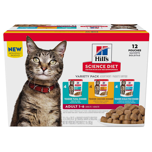 Feline Science Diet Adult Variety Pack 1-6 12 x 2.80z